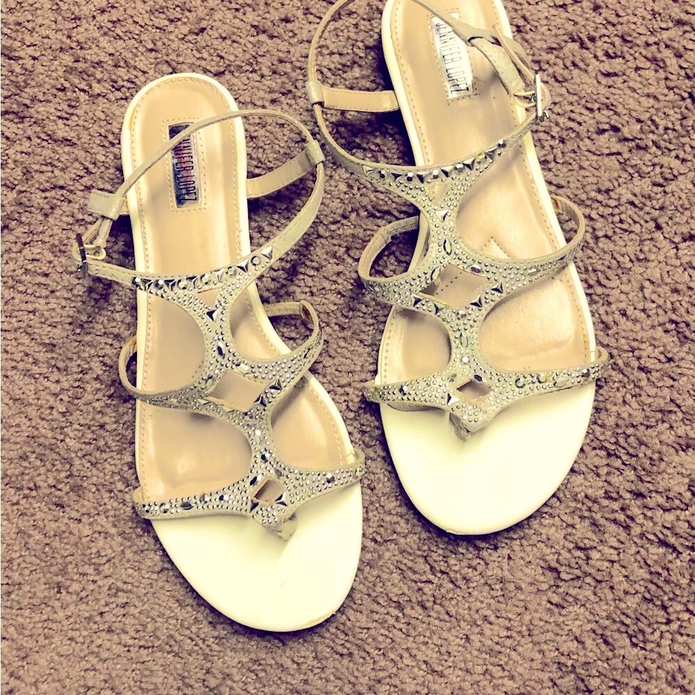 Jennifer Lopez studded flat sandals, size 8 1/2